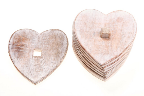 Wooden Heart Coasters (Set of 6)